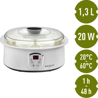 Yoghurtmaker 1.3 liter met thermostaat en 7 potten